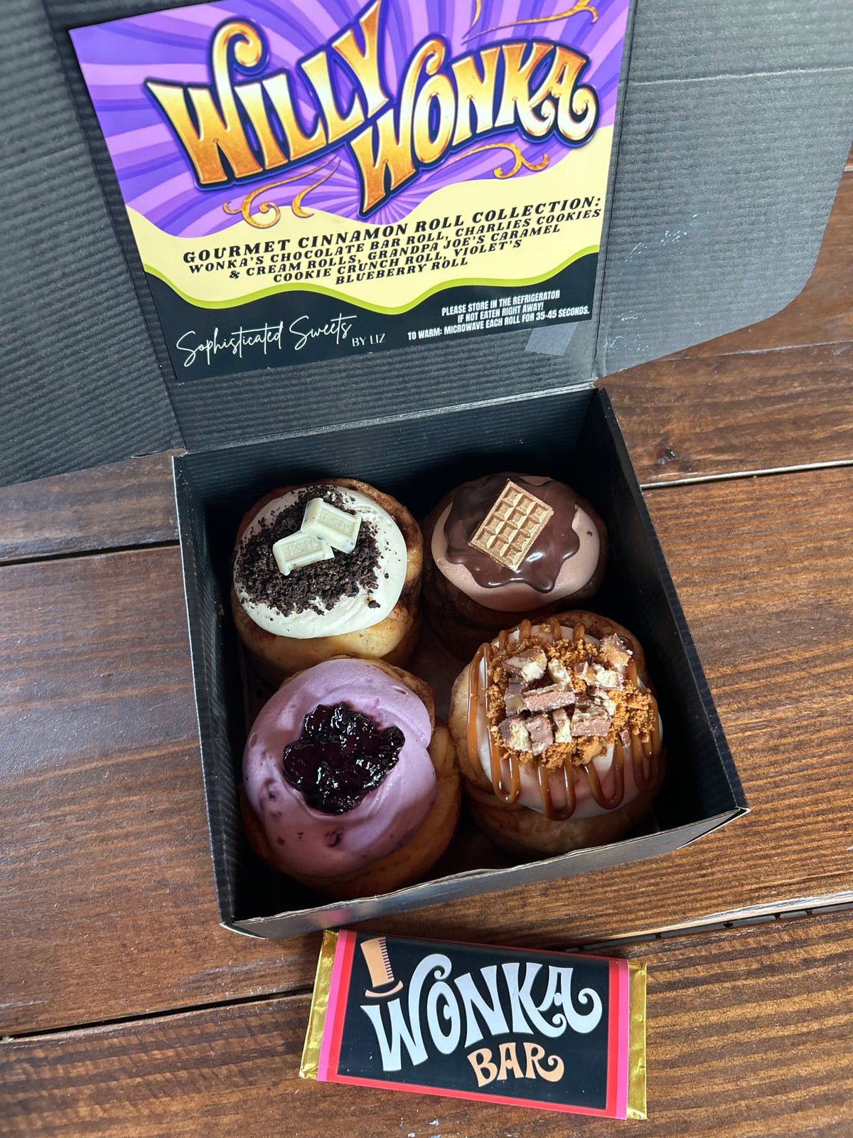 Willy Wonka’s 4 Pack with a chance to win a Golden Ticket and Free Cinnamon Rolls for the rest of the year
