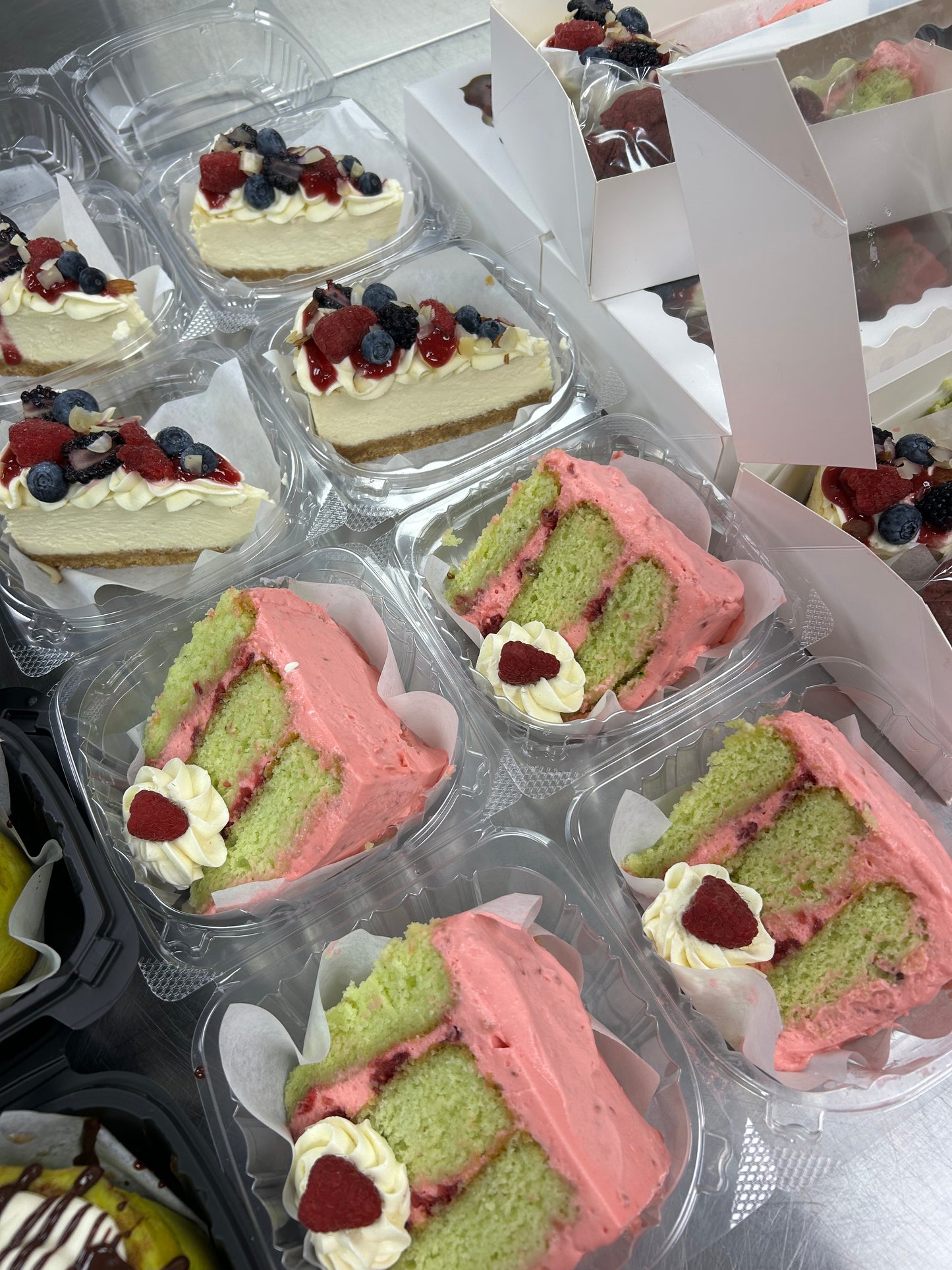 1 slice Pistachio Raspberry Mousse Cake