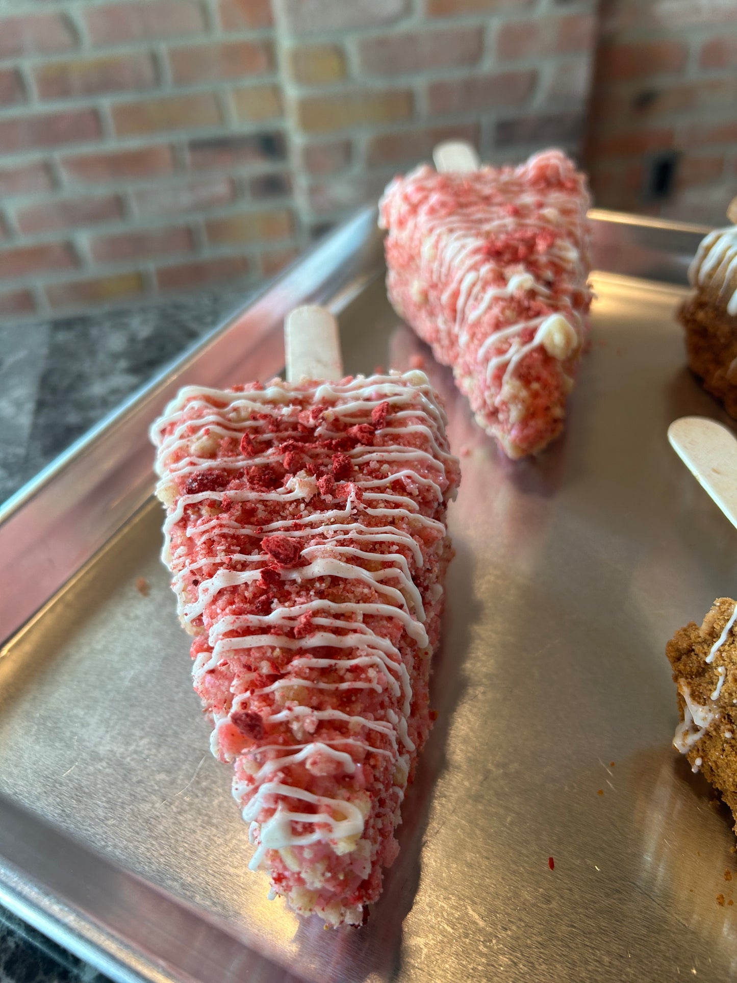 Screech’s Strawberry Crunch Chocolate dipped cheesecake