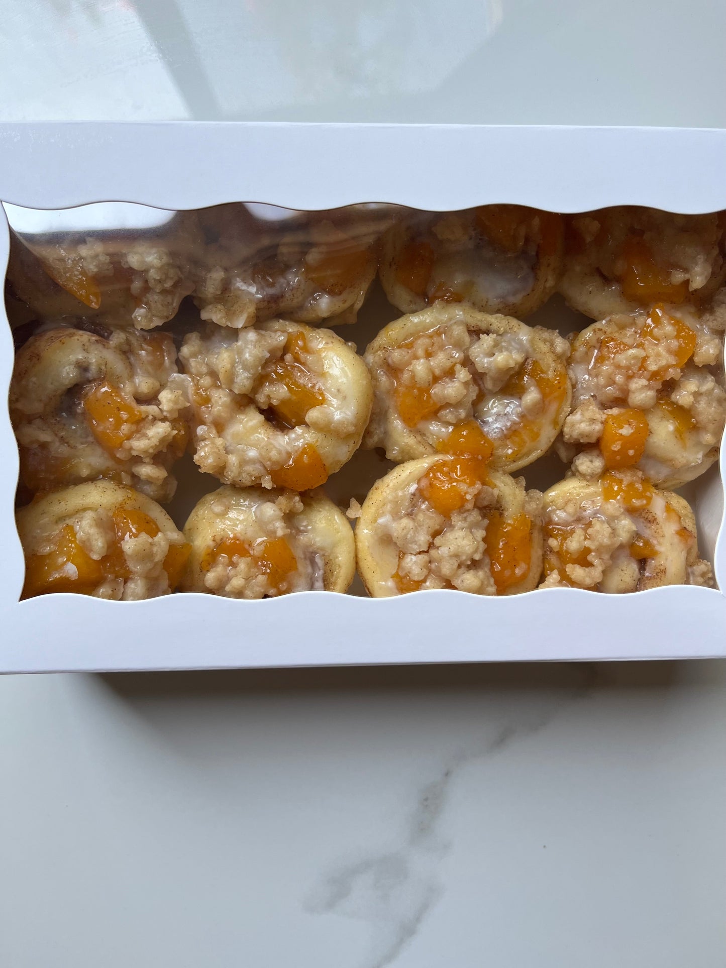 (SATURDAY ONLY) 1 dozen mini peach cobbler cinnamon rolls (Cini Mini)