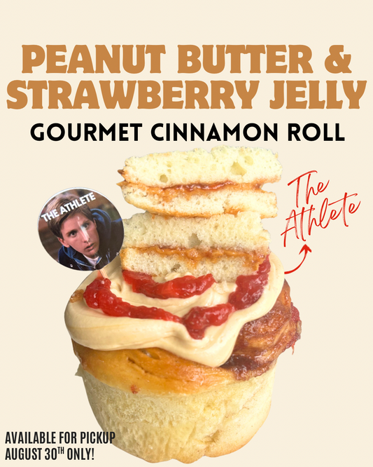 The Athlete- Peanut Butter and Strawberry Jelly Cinnamon Roll.
