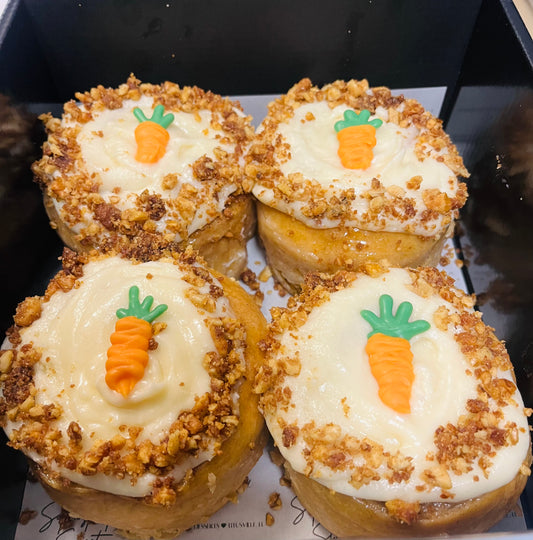 4 pack Carrot Cake Cinnamon Rolls- Gourmet cinnamon rolls
