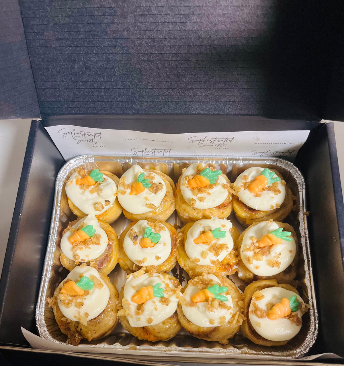 (SATURDAY ONLY) 1 dozen Carrot Cake Cini Minis- Mini cinnamon rolls wi ...