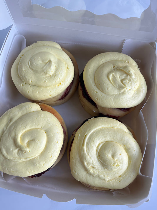 4 Pack of Jumbo Lemon Blueberry Cinnamon Rolls