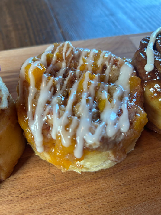Max’s Peach Cobbler Cinnamon Roll