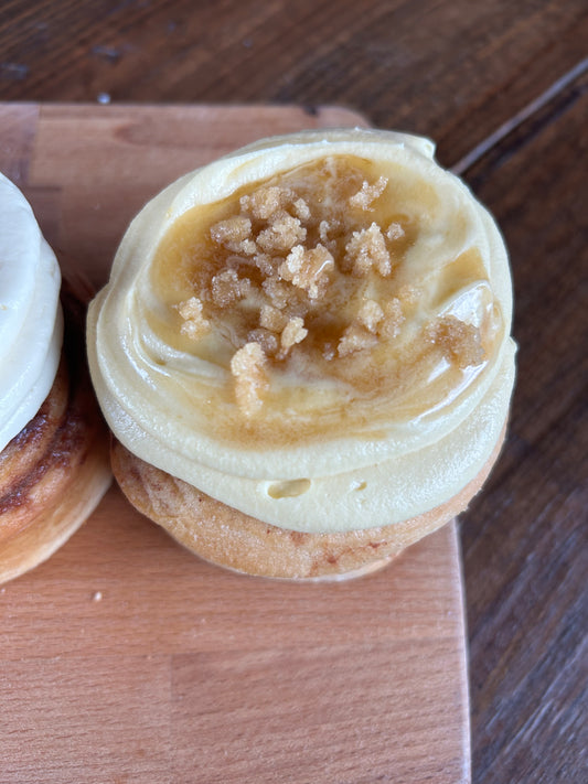 Available at our kiosk 10 am 1 jumbo Honey Butter Cornbread Cinnamon Roll
