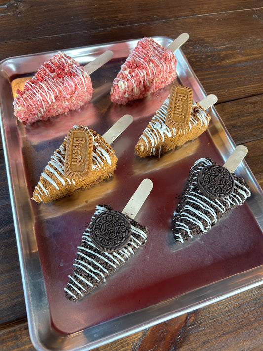 3 pack Large New York Style Assorted Chocolate covered Cheesecake on a stick