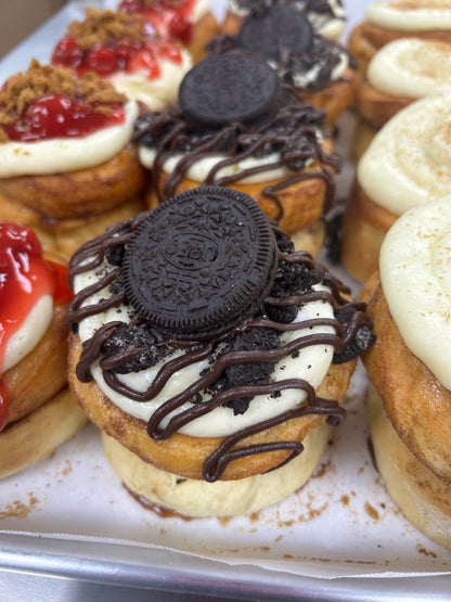 Oreo Cinnamon Roll Jumbo- Cookies and cream fresh baked cinnamon roll