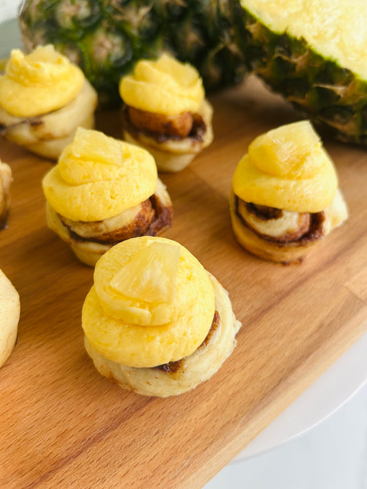 (SATURDAY PICK UP ONLY) One dozen PINEAPPLE DOLE WHIP Mini Cinnamon rolls