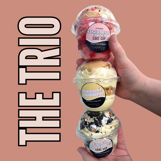Treat Trio Dessert Cups (1 of each flavor) Banana, Strawberry, Cookie dough boy