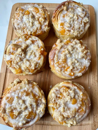 Thursday• 1 Jumbo Peach Cobbler Cinnamon Roll