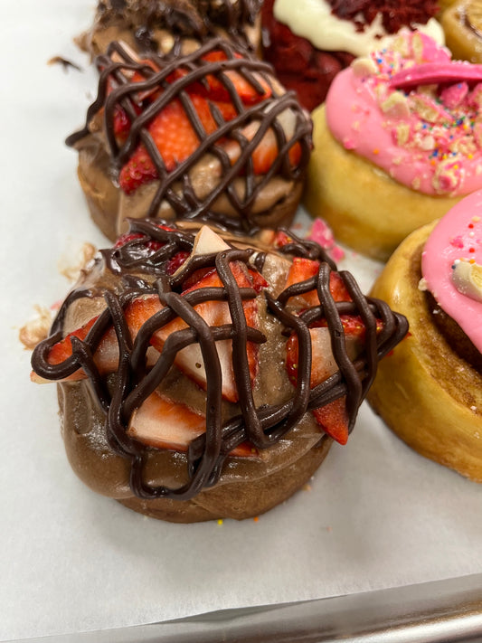 1 Jumbo Chocolate Covered Strawberry Cinnamon Roll