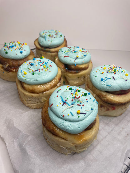 (SATURDAY ONLY)  1 of Liz’s Jumbo Birthday Cake Cinnamon Rolls