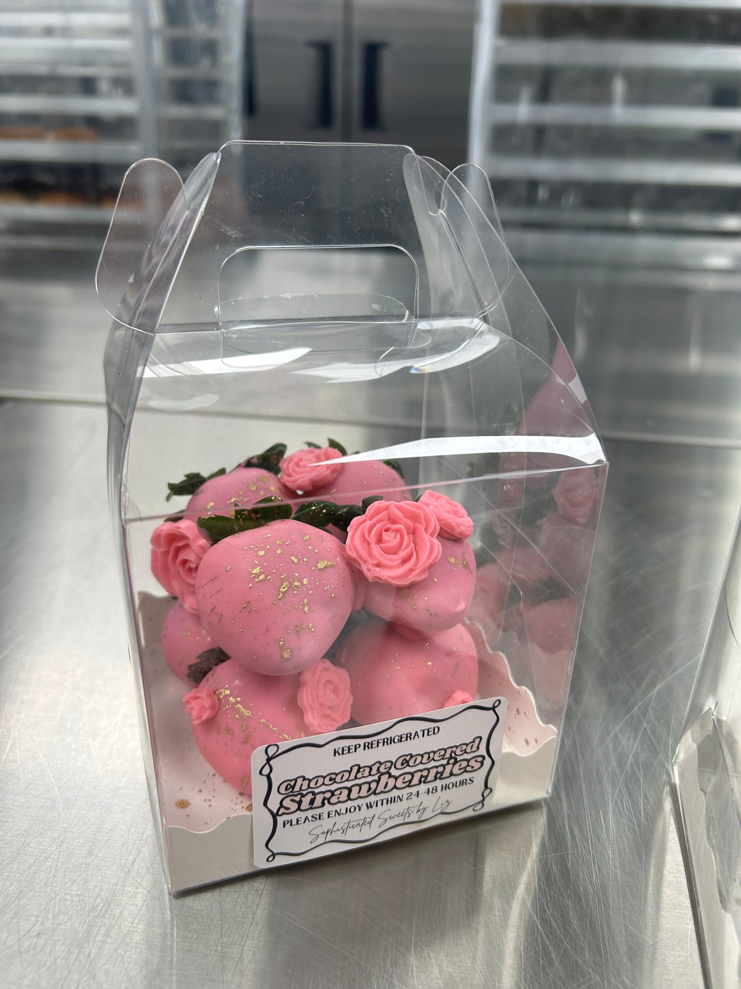 Pink (White Chocolate) Covered Strawberry Cube (8 Strawberries)