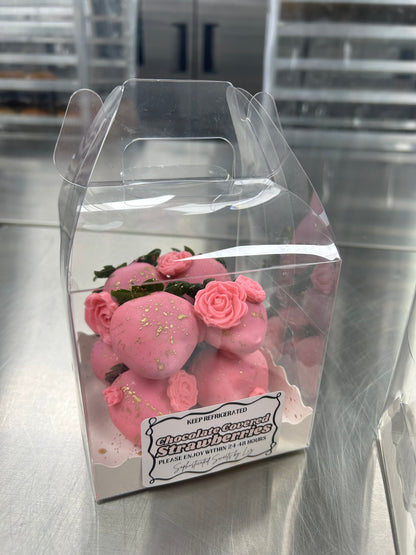 Pink (White Chocolate) Covered Strawberry Cube (8 Strawberries)