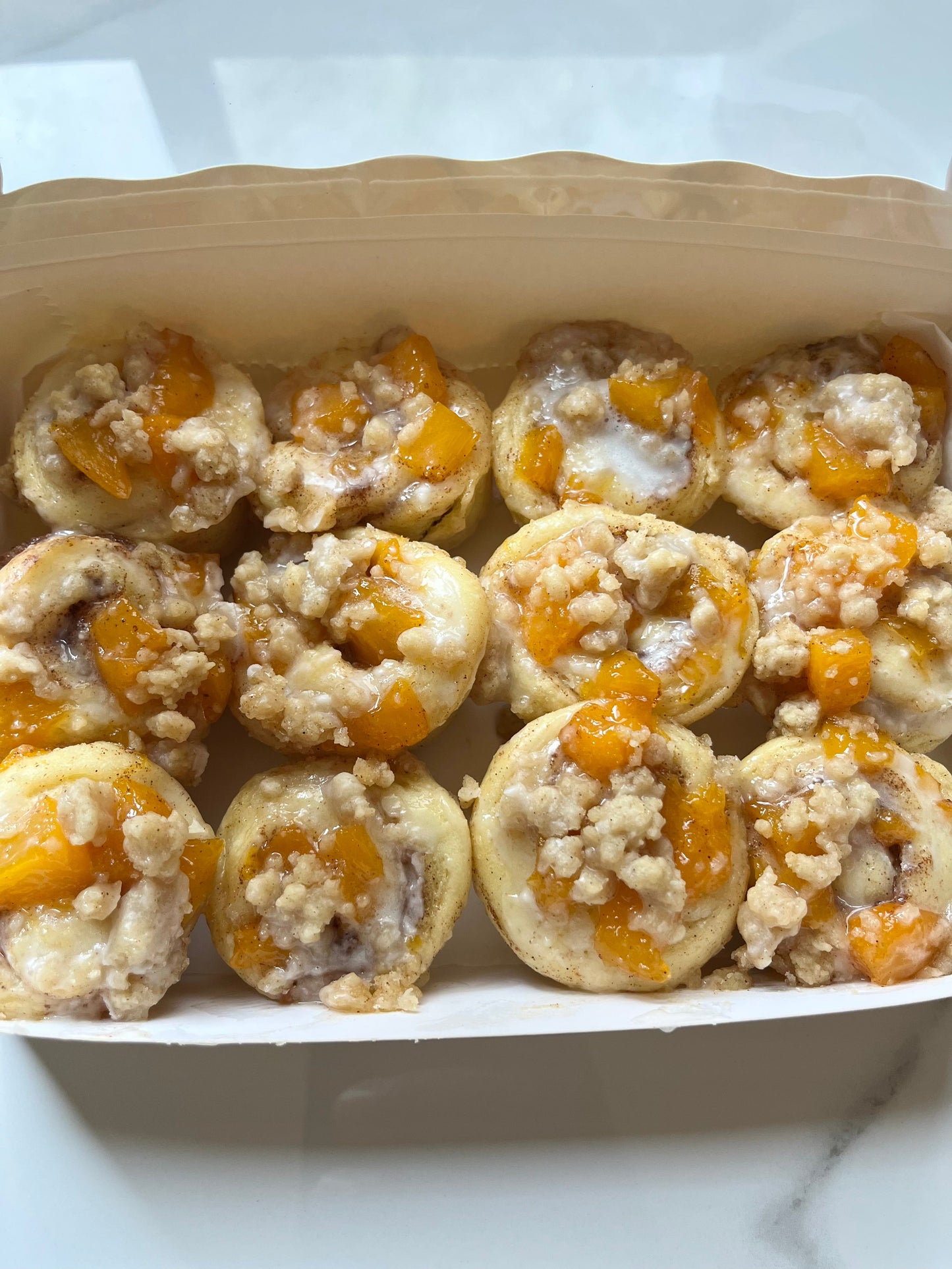 (SATURDAY ONLY) 1 dozen mini peach cobbler cinnamon rolls (Cini Mini)