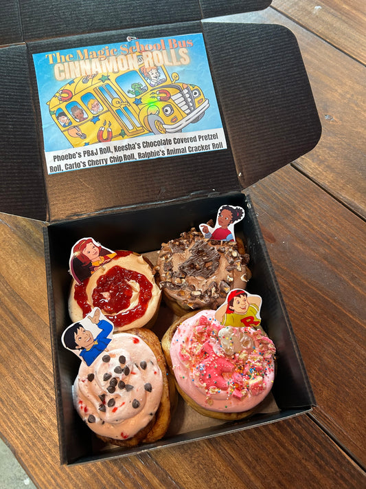 Limited Edition Magic School Bus Assorted 4 Pack Cinnamon Rolls with Sound (Theme Song)